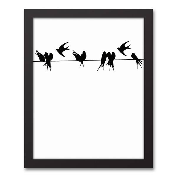 DESIGNS DIRECT 14 in. x 11 in. "Birds on a Wire" Printed Framed Canvas Wall Art