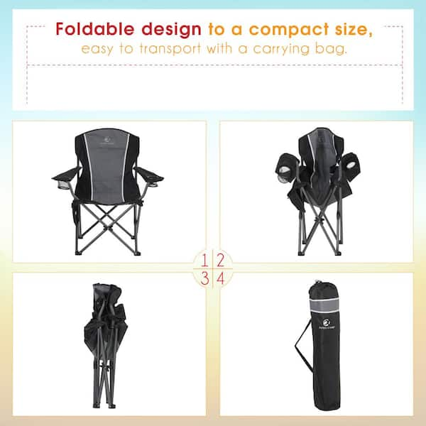 PHI VILLA Folding Moon Camping Chair Heavy-Duty Saucer Chair With