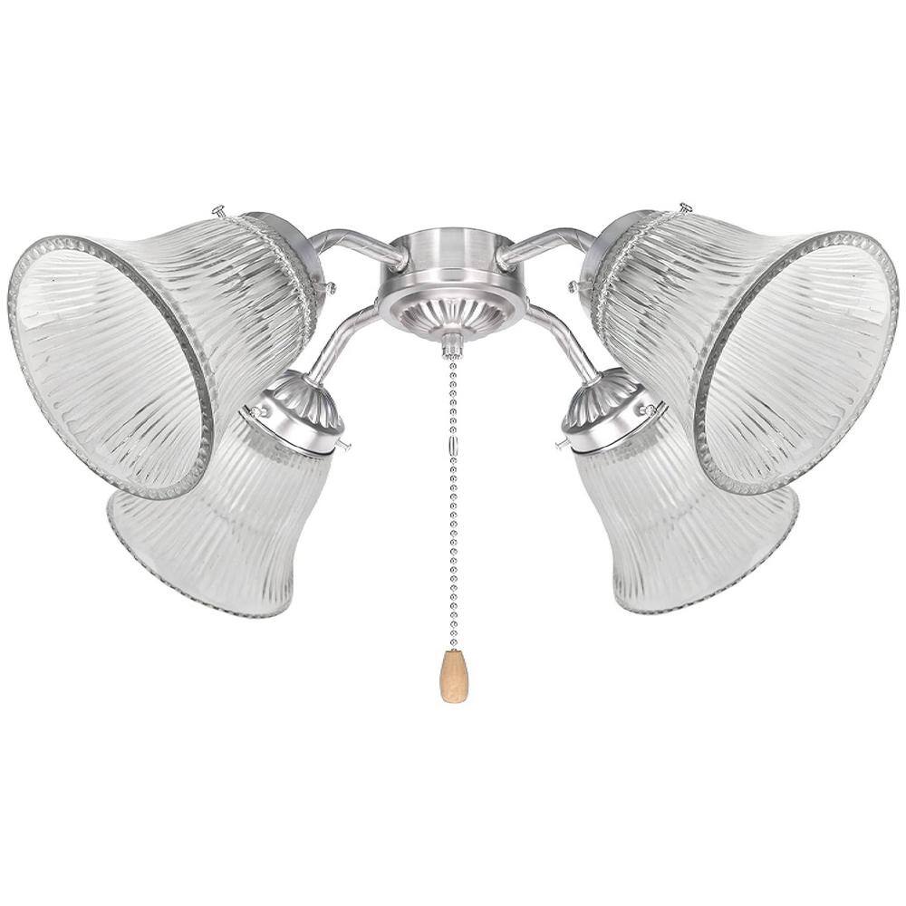 Clear Ribbed Glass Bell Ceiling Fan Replacement Shades, Set of 4