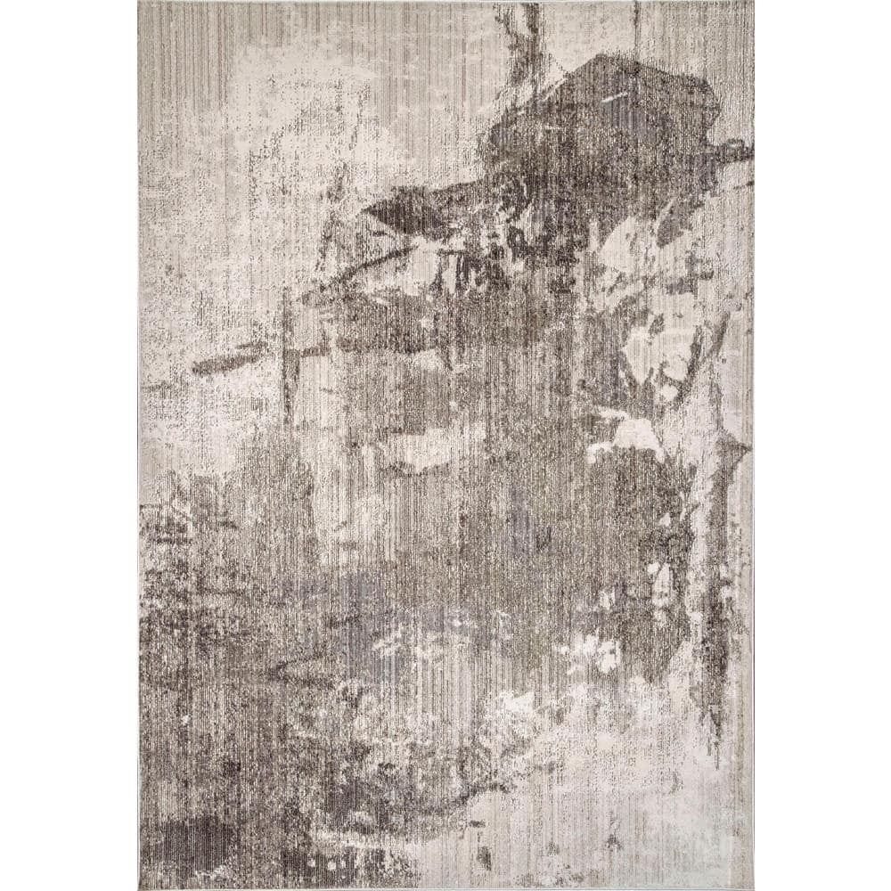 Light Brown Abstract Reversible Synthetic Area Rug
