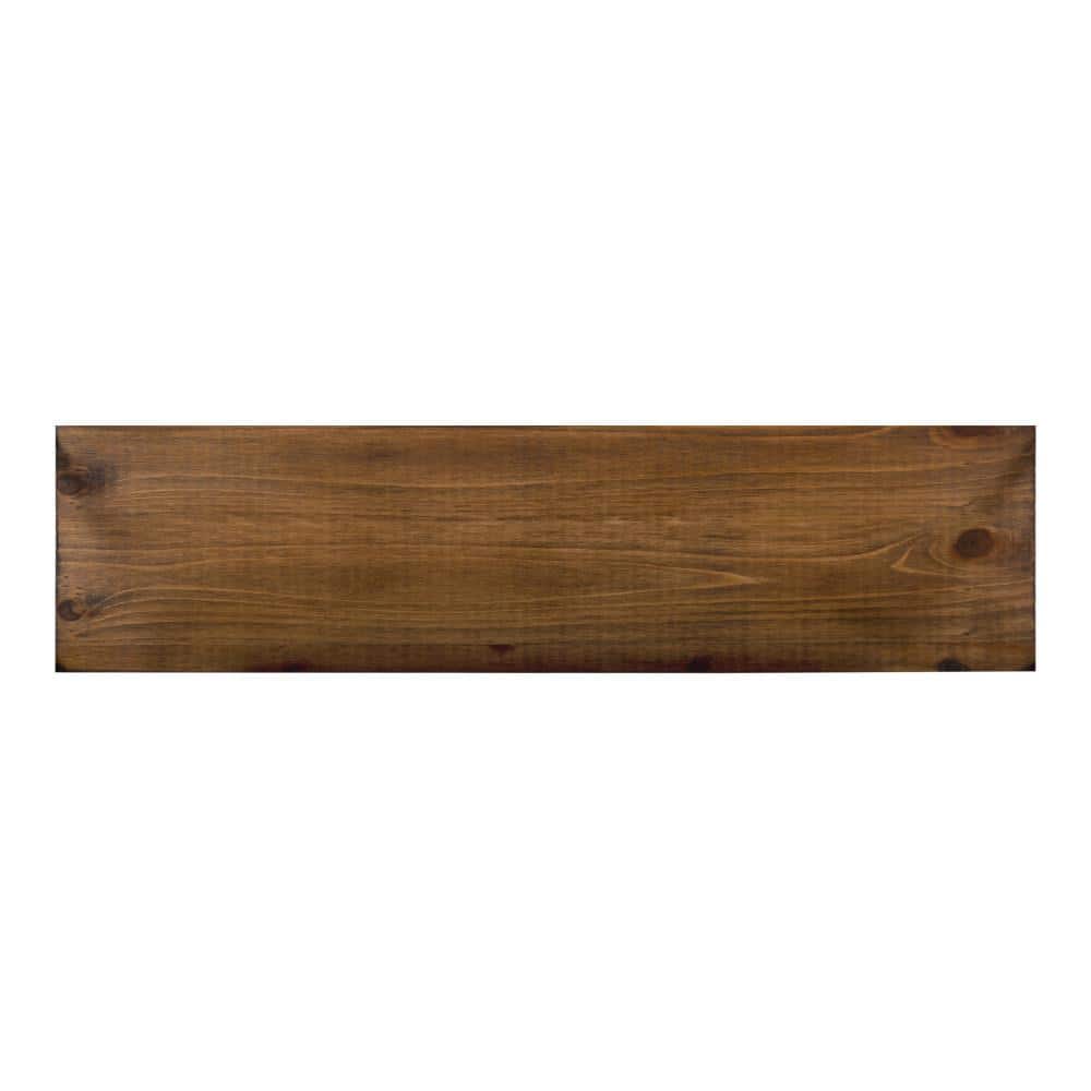 Rustic Black Metal and Wood Two-Tier Wall Shelf