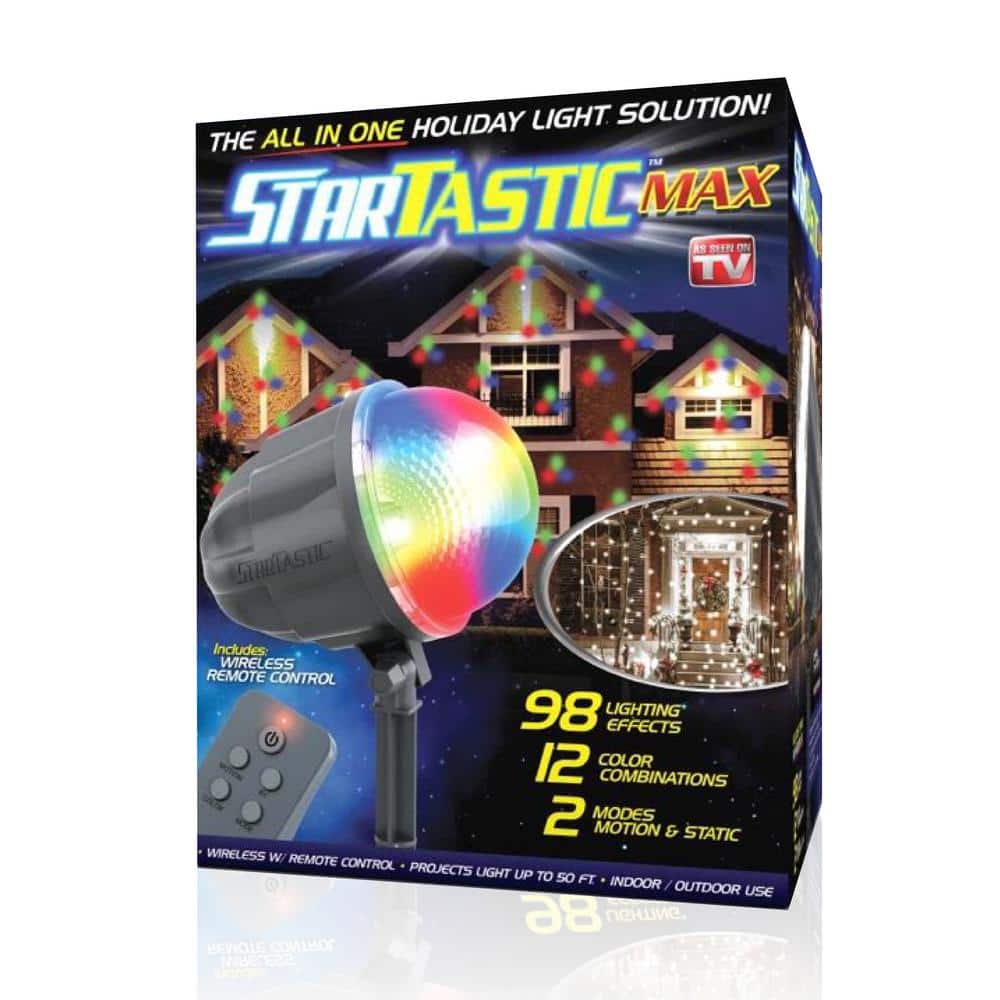 As Seen on TV Startastic Max 12 Color Combinations Remote-Controlled Outdoor/Indoor  Motion Laser Light Projector 1562 The Home Depot