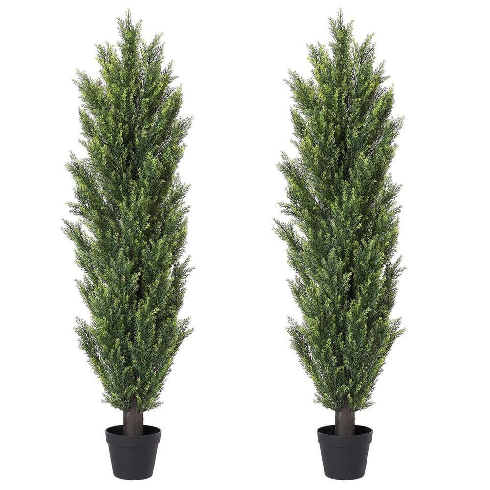 5 ft. Outdoor UV Resistant Artificial Topiary Trees Faux Cedar Pine Cypress