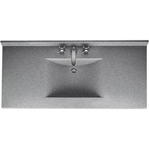 Contour 49 in. W x 22 in. D Solid Surface Vanity Top with Sink in Gray Granite