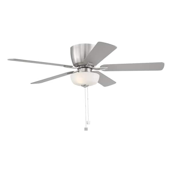 Gallant 52 in. LED Indoor/Covered Outdoor Brushed Nickel Hugger Ceiling Fan with Pull Chain Control and Bulbs Included