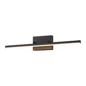 Willow 1-Light 24 in. Modern Black Linear Dimmable Integrated LED Bathroom Vanity Light Rotatable Wall Sconces