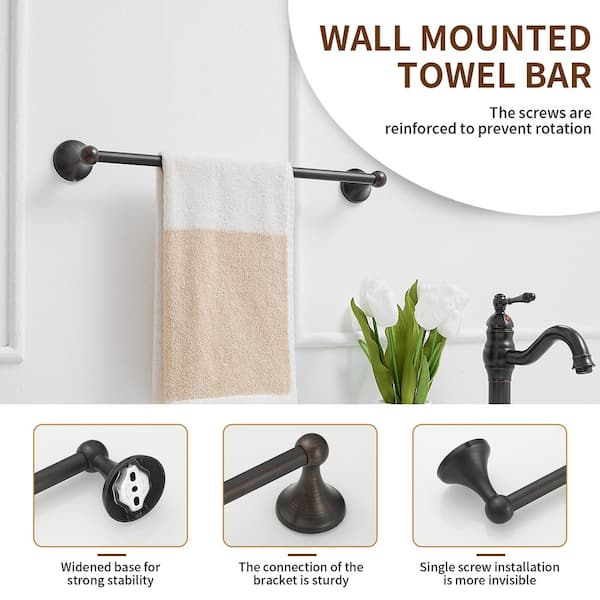 BWE Traditional 18 in. Wall Mounted Bathroom Accessories Towel Bar Space Saving and Easy to Install in Oil Rubbed Bronze TW002 18 ORB The Home Depot