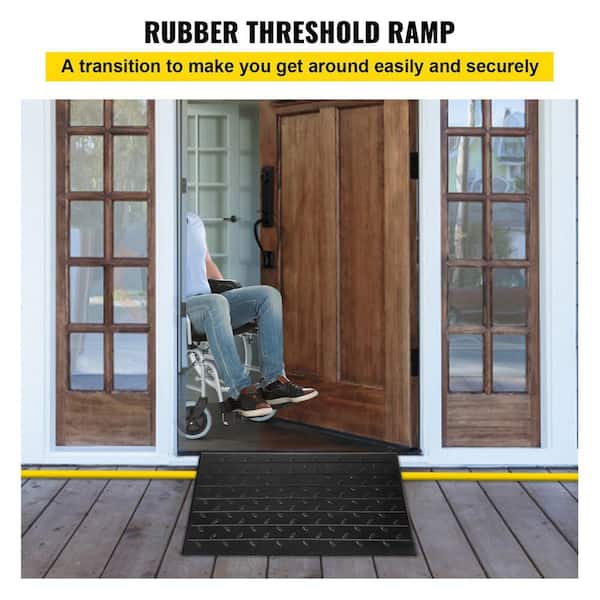 24 in. x 41.8 in. x 3 in. Black Rubber Threshold Speed Ramp Wheelchair Ramp 3 in. Rise for Wheelchair and Scooter