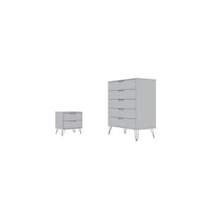 Rockefeller White 5-Drawer Dresser and 2-Drawer Nightstand Set