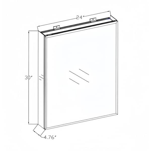 Frameless 24 in. x 30 in. Rustproof Medicine Cabinet, Mirrored Sides, Recess Or Surface Mount, Silver