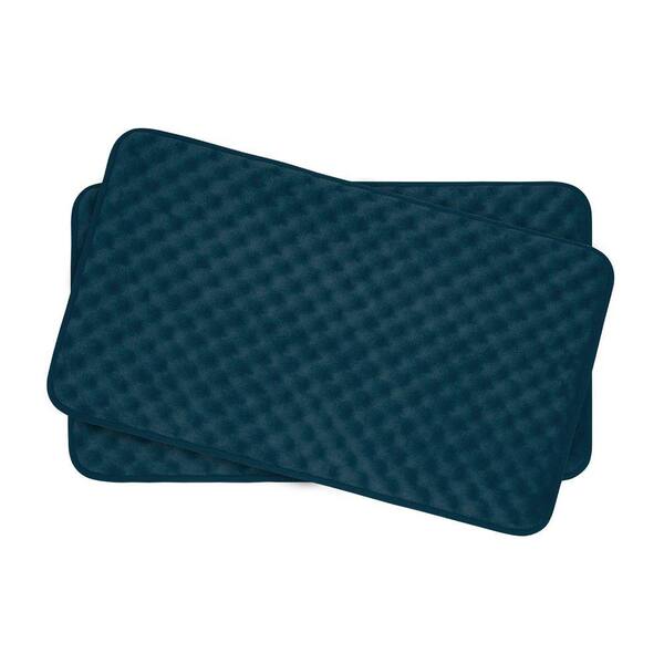 BounceComfort Massage Dusty Blue 17 in. x 24 in. Memory Foam 2-Piece Bath Mat Set