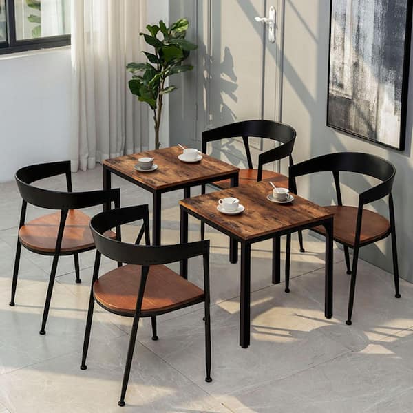 Veikous Table Wood Colour Ironwood, Square Table With Leaf And Chairs