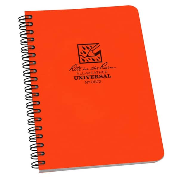 Rite in the Rain Weatherproof 4.625 in. x 7 in. Side Spiral Notebook Cover in Orange (3-Pack)