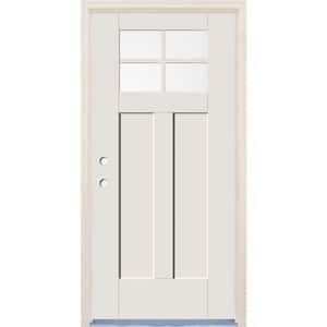 36 in. x 80 in. Right-Hand Clear Glass Unfinished Fiberglass Prehung Front Door with 6-9/16 in. Frame and Nickel Hinges