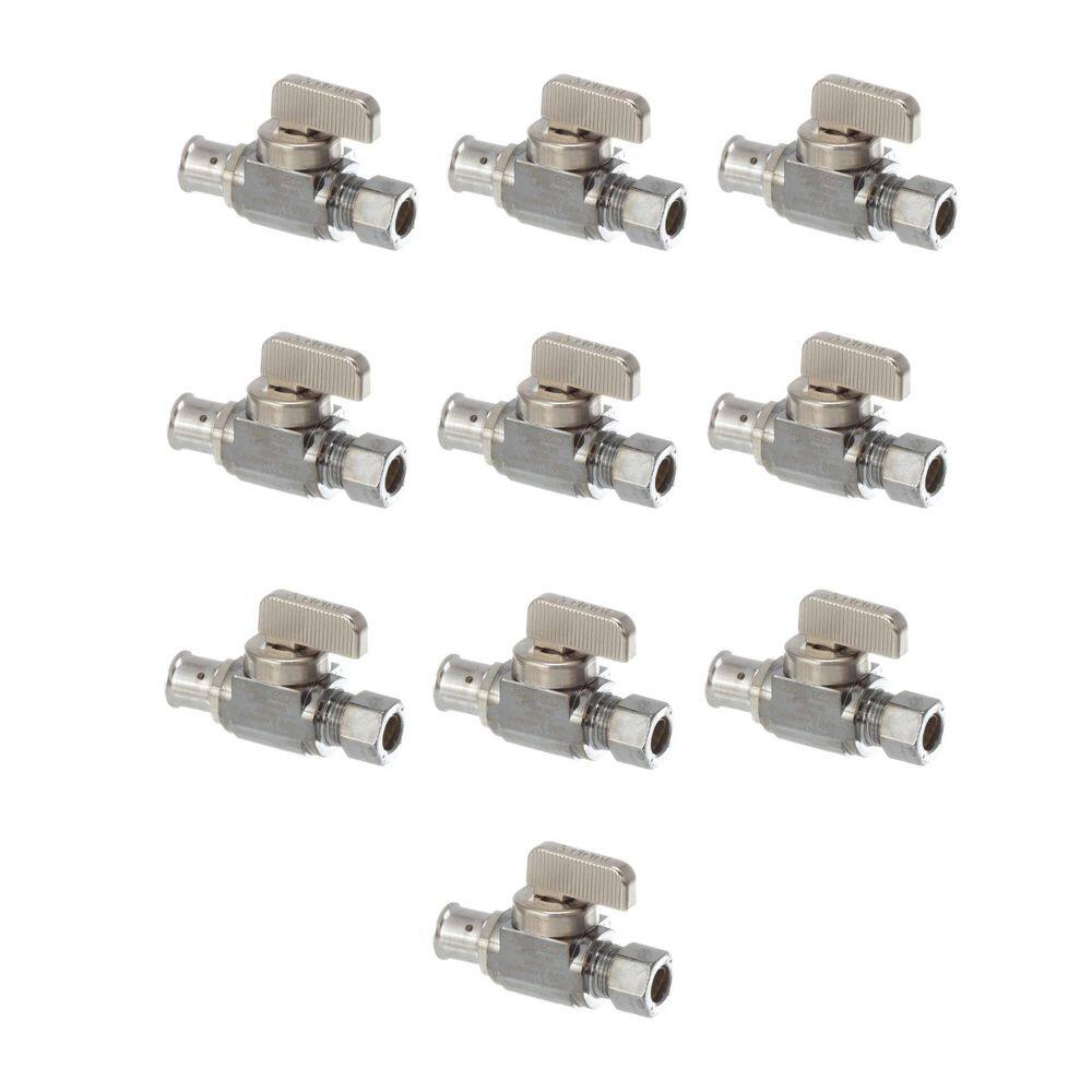 PureFlow 3/8 in. Press x 1/4 in. CTS Nickel-Plated Brass Stop Valve Straight (10-Pack) price history on PriceWatchPro