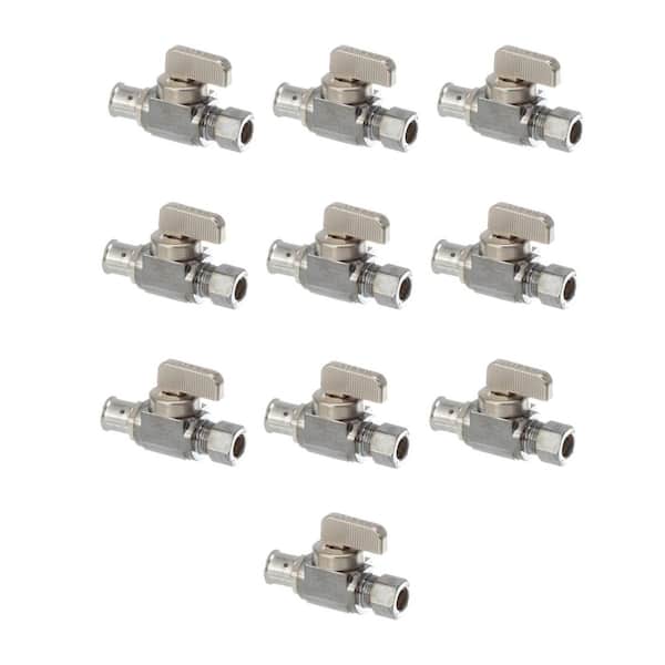 Viega PureFlow 3/8 in. Press x 1/4 in. CTS Nickel-Plated Brass Stop Valve Straight (10-Pack)