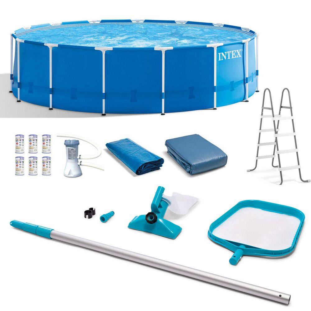 Metal Frame 15 ft. x 48 in. Round Above Ground Swimming Pool and Maintenance Kit, 180 Depth (In.) price history on PriceWatchPro