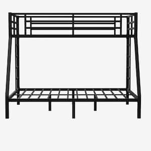 Black Twin XL Over Queen Size Bunk Bed Set Heavy-Duty Metal Bunk Bed Frame with Ladders and Guardrails for Adult, Teens