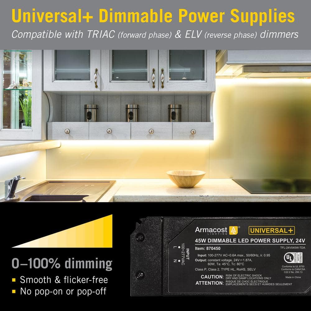 Black 24V DC Dimmable LED Driver Power Supply