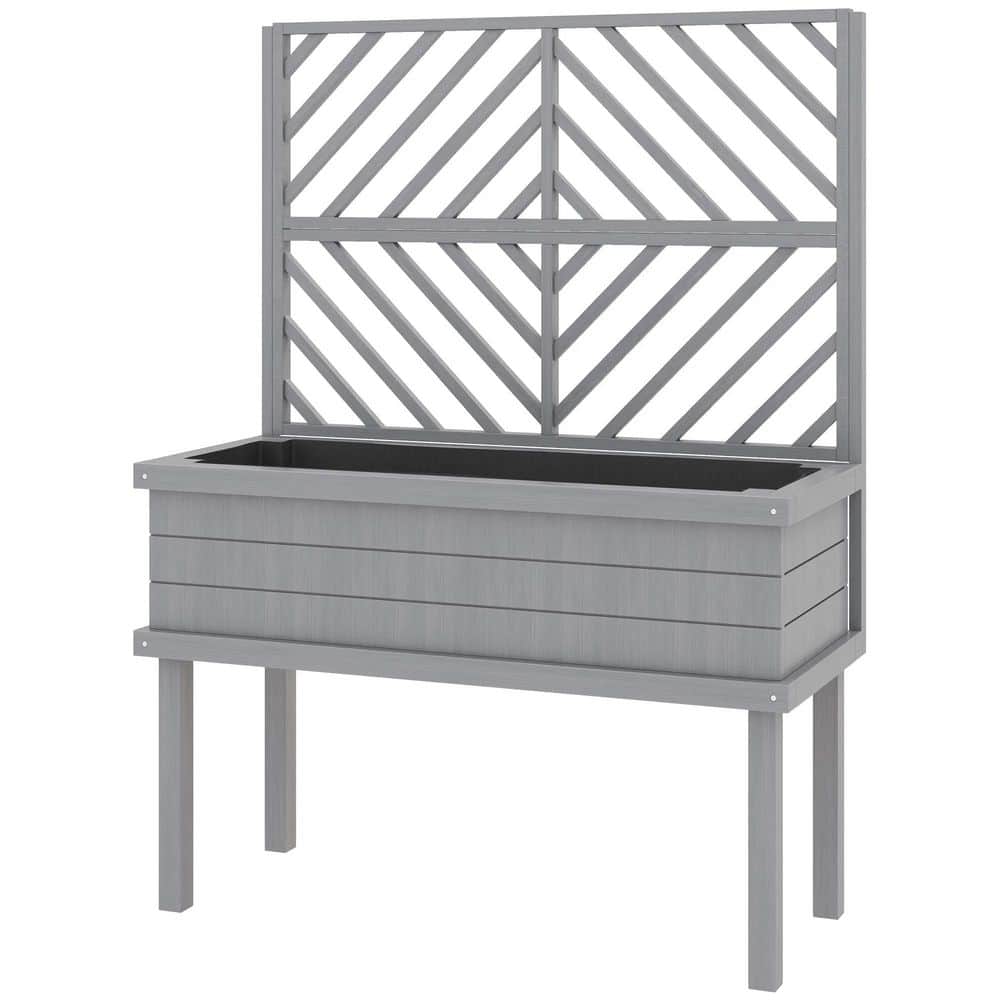 39 Length Elevated Wood Planter with Trellis for Climbing Plants, Raised Garden Bed with Legs and Drainage Holes, Gray price history on PriceWatchPro