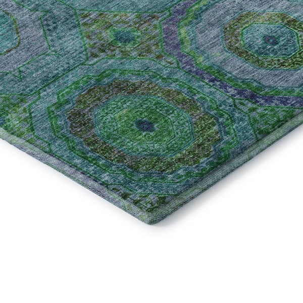 Mayfield Premium Machine Washable Abstract AMF2049 Teal 5 ft. x 7 ft. 6 in. Area Rug