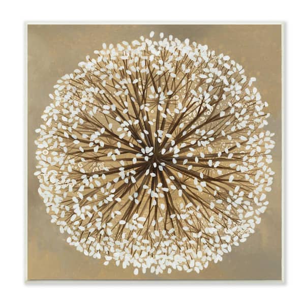 Stupell Industries Abstract Dandelion Flower Full Bloom Brown White By Liz Jardine Unframed Print Nature Wall Art 12 in. x 12 in.