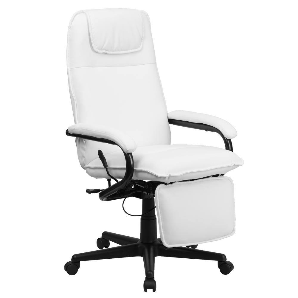 Flash Furniture High Back White Leather Executive Reclining Swivel Office Chair Bt70172wh The Home Depot