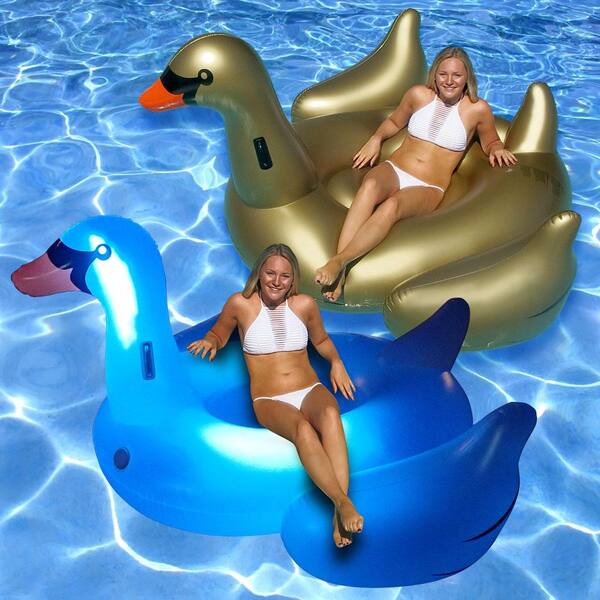 Swimline Giant LED Light Up Swan and Golden Goose Swimming Pool Float Combo (2-Pack)