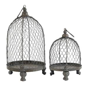 Bronze Hanging Metal Candle Holders with Wire Mesh