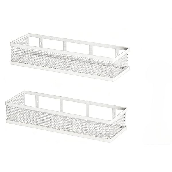 14.17 in. 4-Pack Metal Wall Mount Spice Rack in White