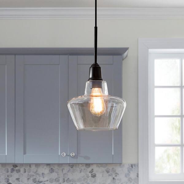 Home Decorators Collection 1 Light Aged Bronze Pendant With Amber Plated Glass Shade And Vintage Bulb Hd 1326 I The Depot Light Aged Bronze Pendant, Pendant Light Bulbs Home Depot