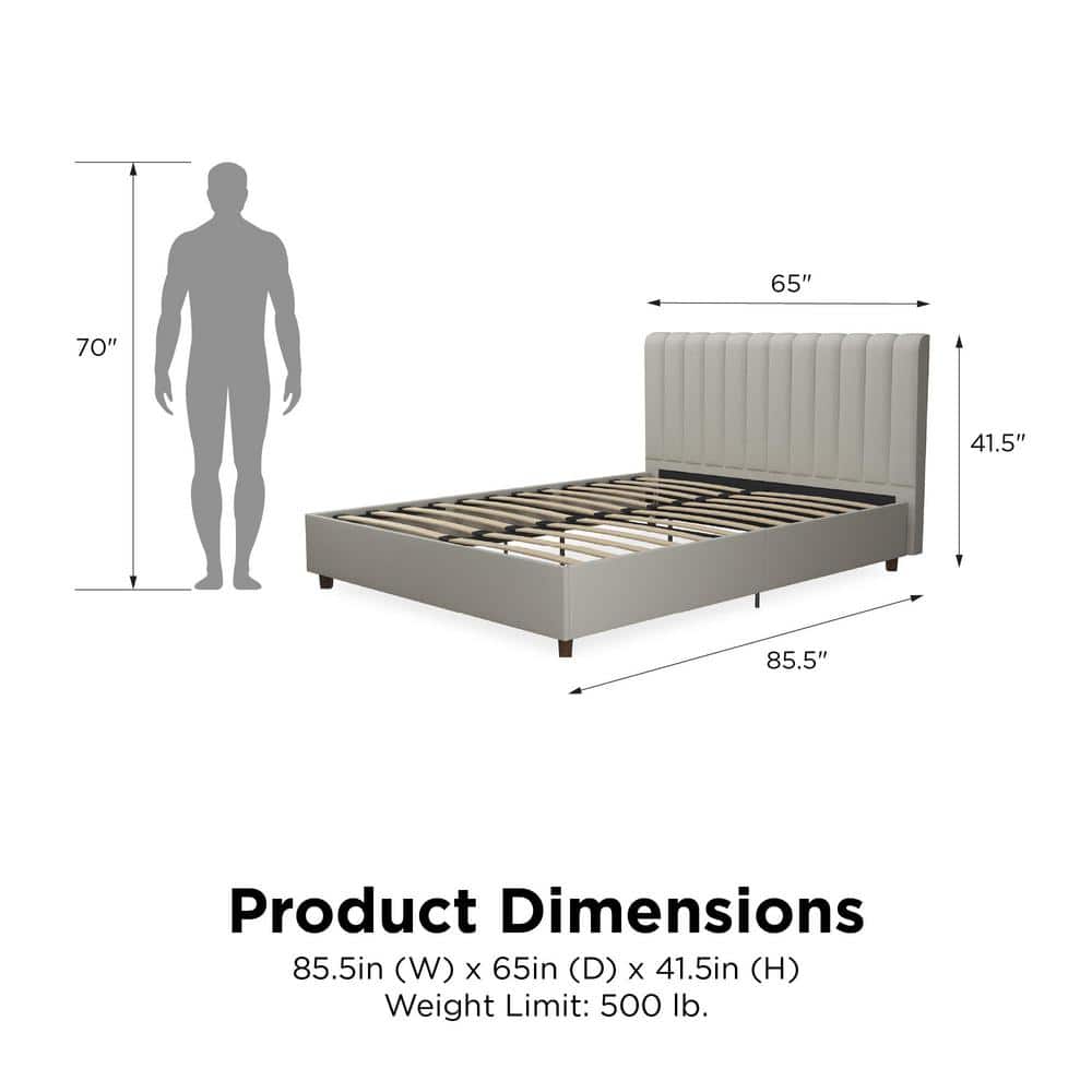 Elegant Queen Gray Linen Tufted Upholstered Bed with Wood Frame