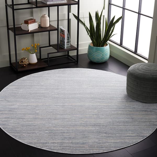 Mila Light Blue/Gray 7 ft. x 7 ft. Abstract Distressed Round Area Rug