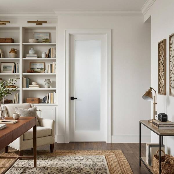 Krosswood Doors 28 in. x 80 in. 1-Lite Satin Etch Solid Core MDF