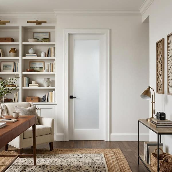 Krosswood Doors 30 in. x 80 in. 1-Lite Satin Etch Solid HybridCore