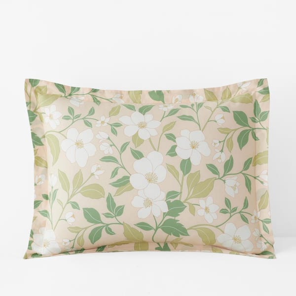 Company Cotton Clemencia Floral Peach Blossom Cotton Percale Standard Sham
