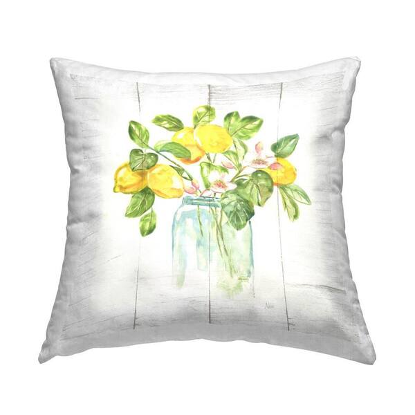 Stupell Industries Lemon Tree Flowers Yellow Print Polyester 18 in. x 18 in. Throw Pillow