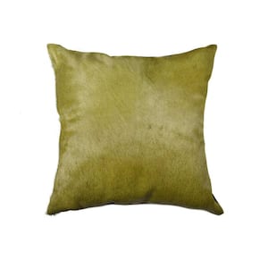 Josephine Green Solid Color 18 in. x 18 in. Cowhide Throw Pillow