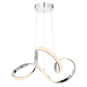 Vornado 23 in. 450-Watt Equivalent Integrated LED Chrome Pendant with Composite Shade
