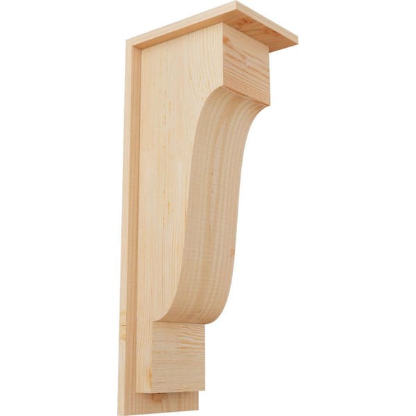 Ekena Millwork 7-1/2 in. x 10 in. x 26 in. Newport Smooth Douglas Fir Corbel with Backplate
