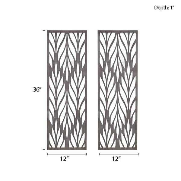 2-Piece Unframed Art Print Grey Laser Cut Wood Panel Wall Decor