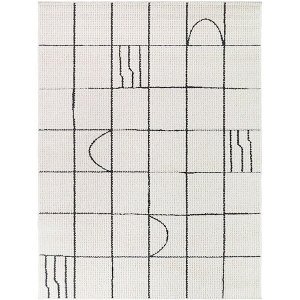 Simonis Cream/Black 8 ft. x 10 ft. Casual Contemporary Area Rug