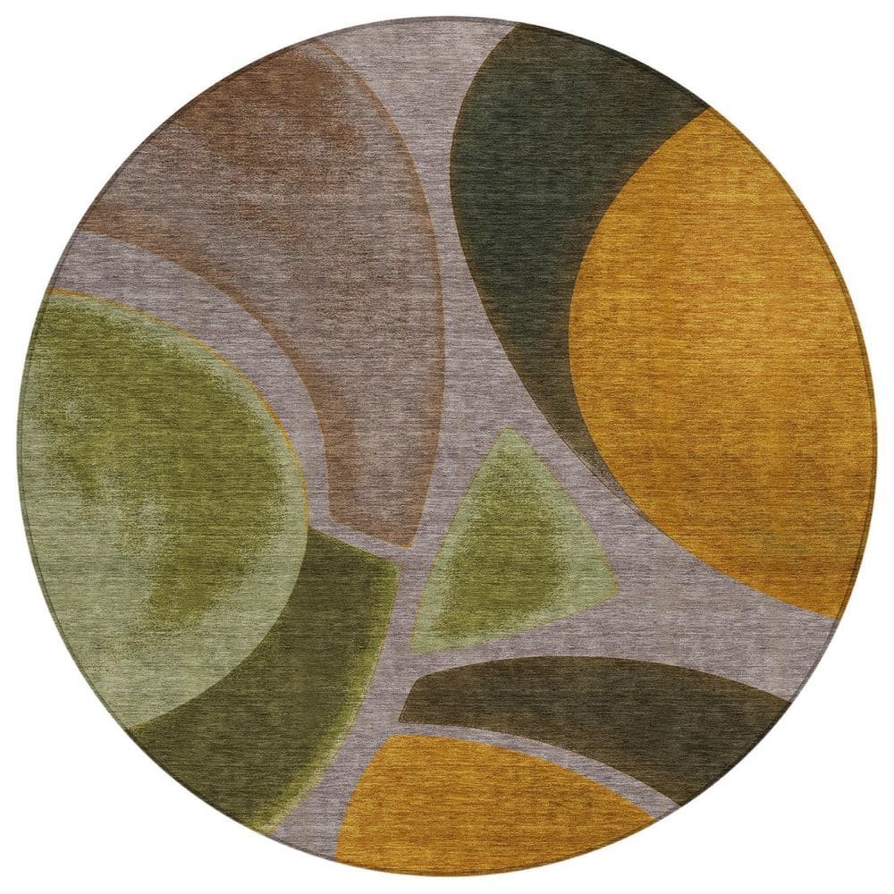 Chantille Machine Washable Indoor/Outdoor Abstract ACN2537 Taupe 8 ft. x 8 ft. Round Rug price history on PriceWatchPro