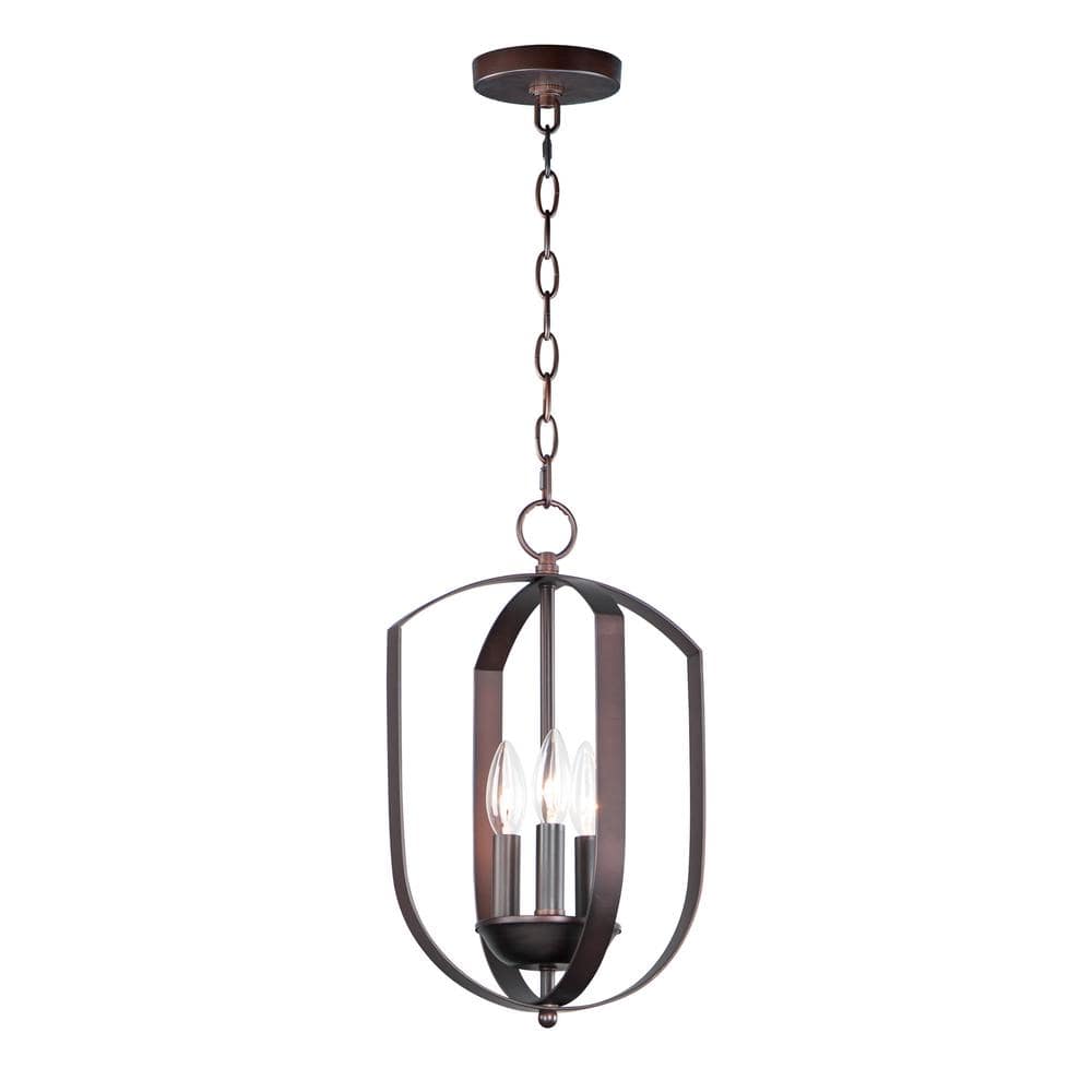 Oil Rubbed Bronze Geometric 3-Light Candle Chandelier