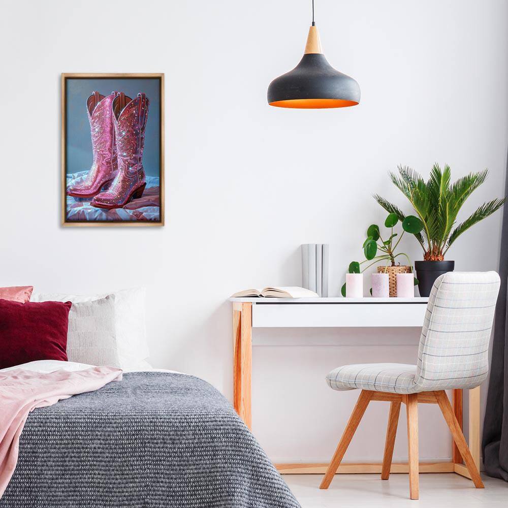 Dazzling Pink Glam Cowgirl Boots by LSR Creative Studio Brown Floater Frame Abstract Graphic Art Print 25 in. x 17 in. price history on PriceWatchPro