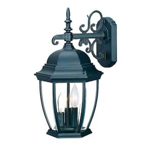 Wexford Collection 3-Light Matte Black Outdoor Wall Lantern Sconce