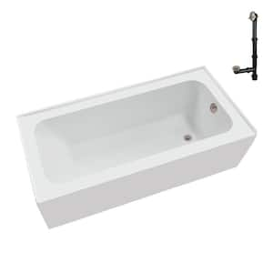 60 in. x 30 in. Soaking Acrylic Alcove Bathtub with Right Drain in Glossy White, External Drain in Brushed Nickel