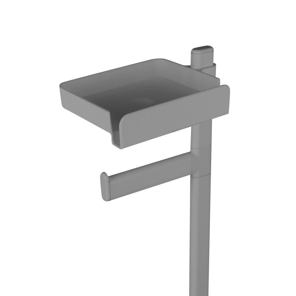 Gray Freestanding 3-in-1 Toilet Paper Holder with Adjustable Shelf