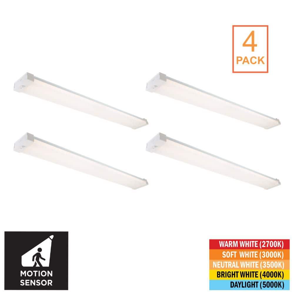 4-Pack 4 ft. 4200 Lumens Integrated LED White Garage Wraparound Light with Motion Sensor, Selectable CCT 2700K-5000K price history on PriceWatchPro