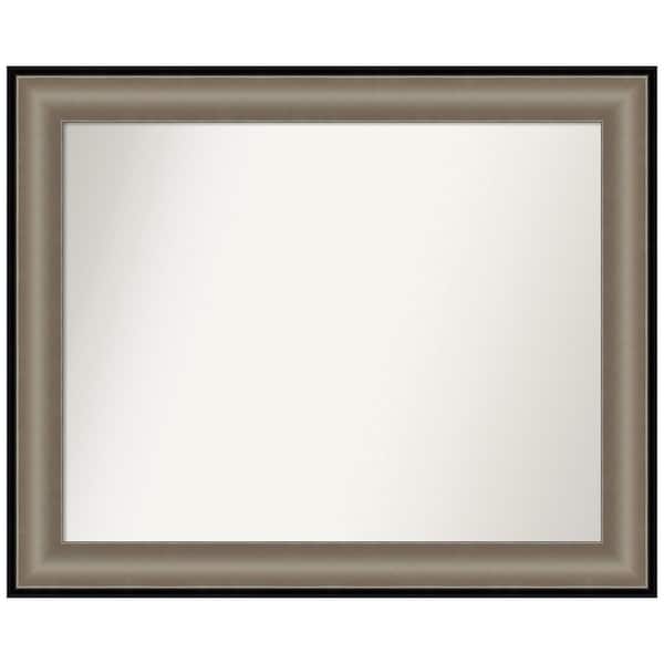 Amanti Art Imperial Pewter Black 33 in. W x 27 in. H Rectangle Non-Beveled Framed Wall Mirror in Silver